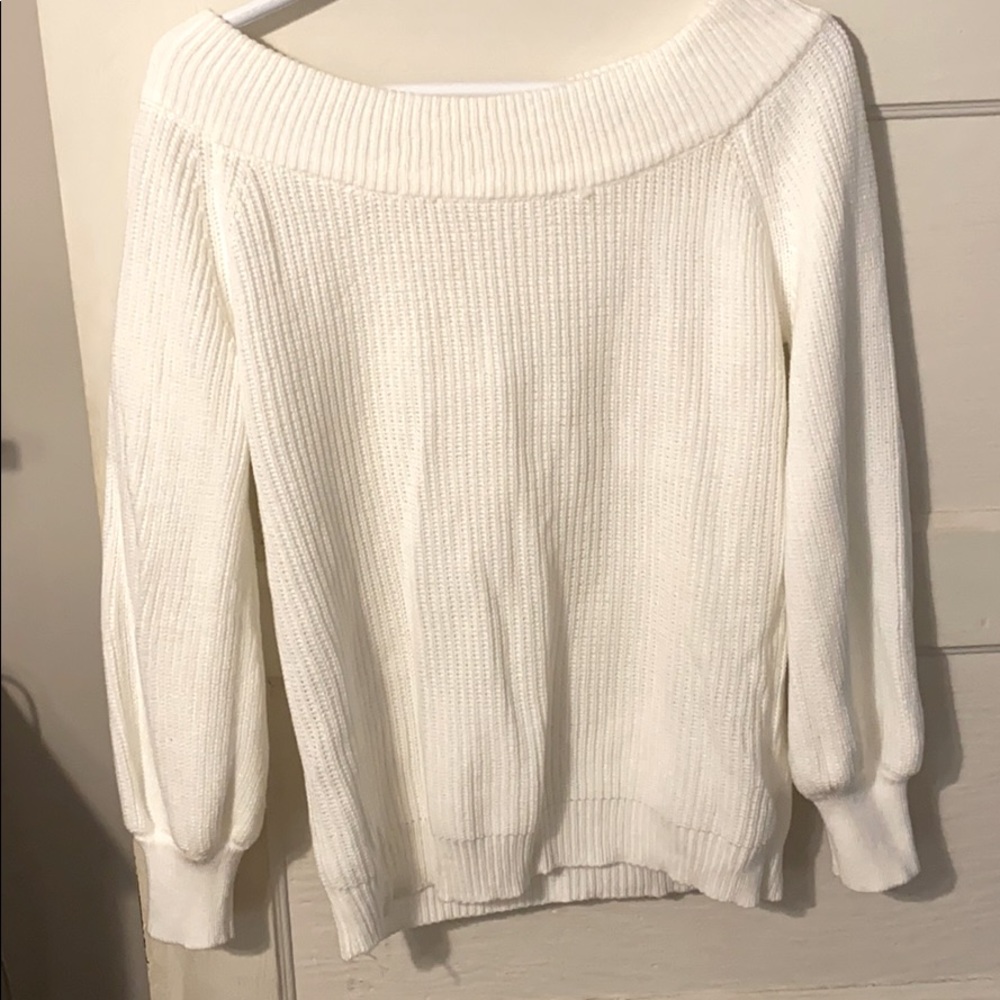 White off the shoulder sweater